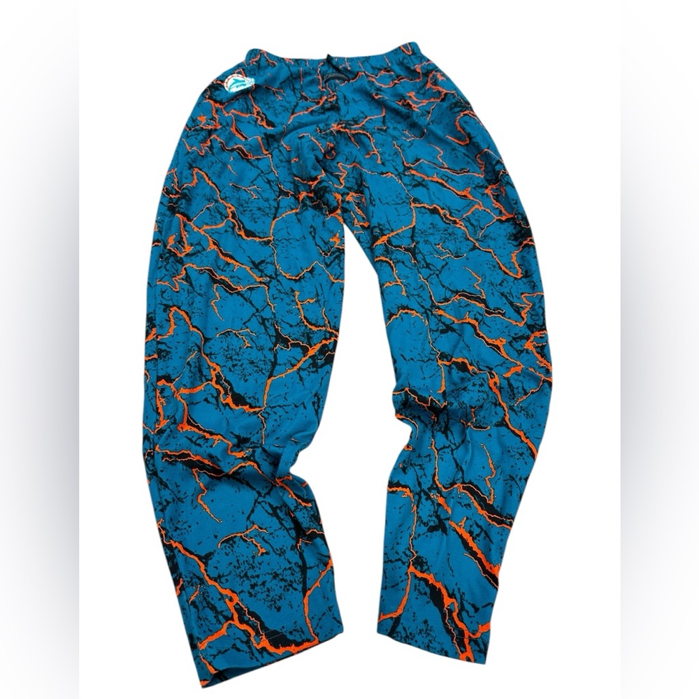 VTG 90s NFL Original‎ Zubaz teal Tiger Stripe Lounge Pants Miami Dolphin XL